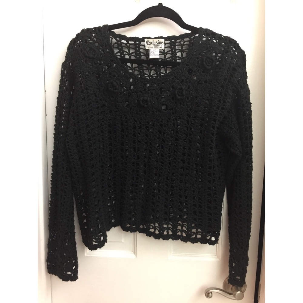 Exclusive imports wide crochet sweater